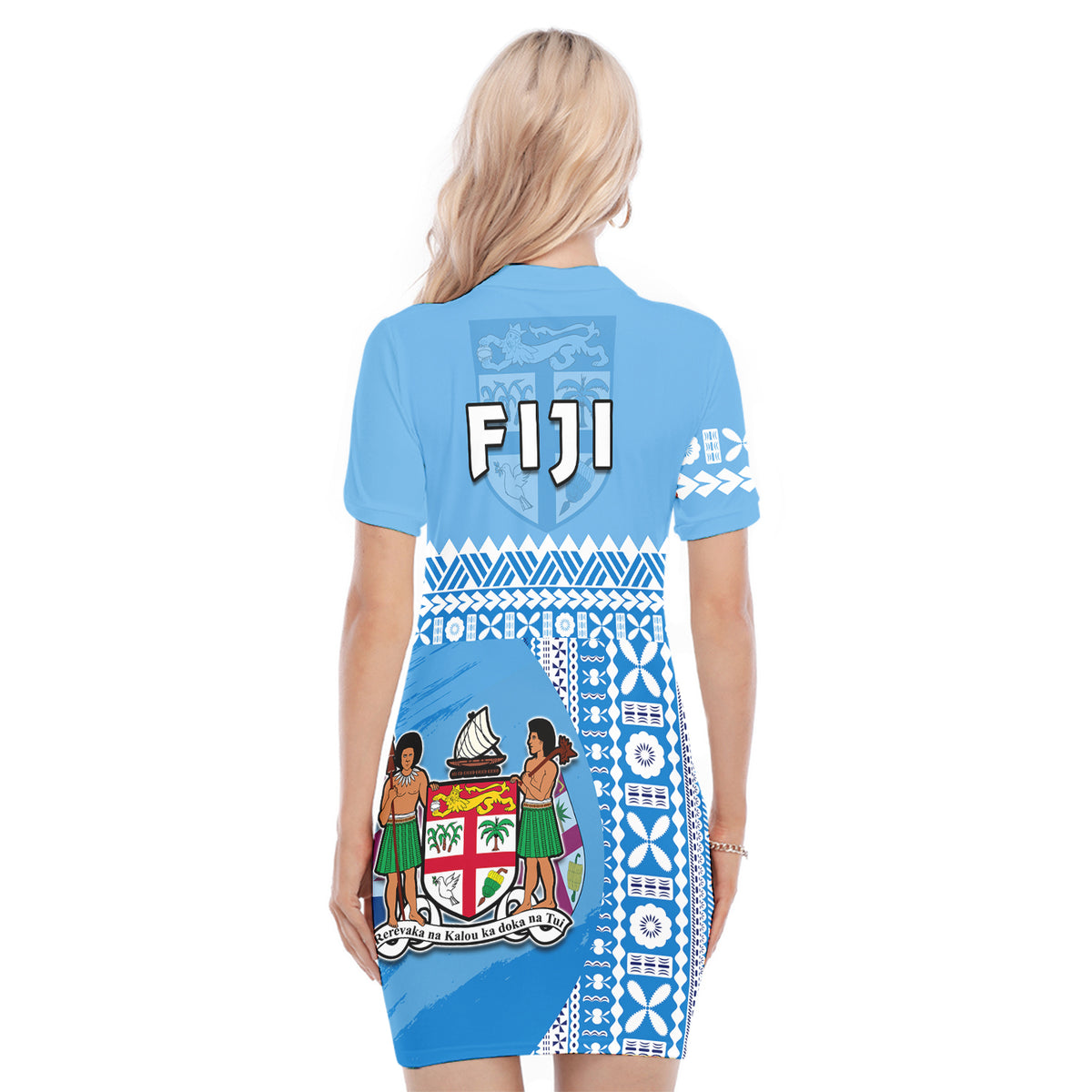 Fiji Dreamy Polo Dress Tapa Pattern LT13 - Polynesian Pride