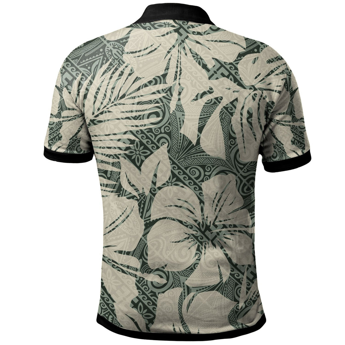 Polynesian Polo Shirt Abstract Hibiscus Flowers With Tribal Background - Polynesian Pride