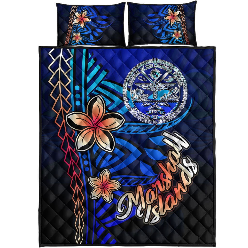 Marshall Islands Quilt Bed Set - Vintage Tribal Mountain Crest - Polynesian Pride