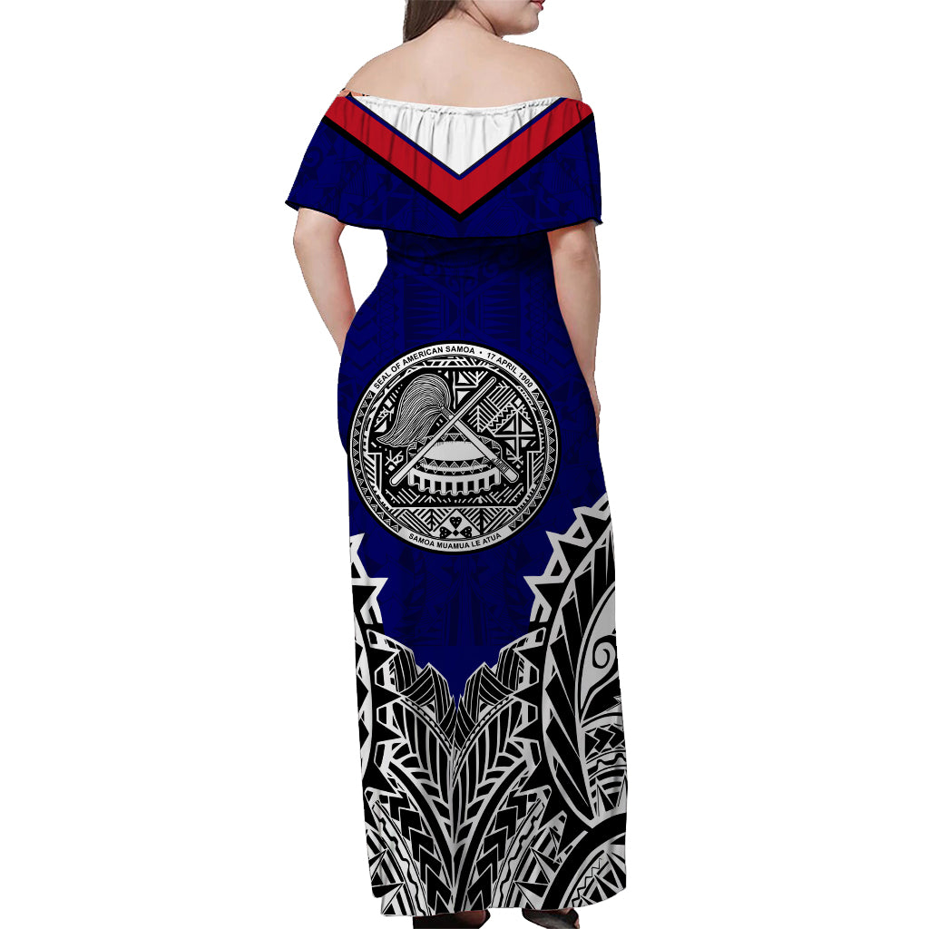 American Samoa Off Shoulder Long Dress Bald Eagle Mix Polynesian LT13 - Polynesian Pride