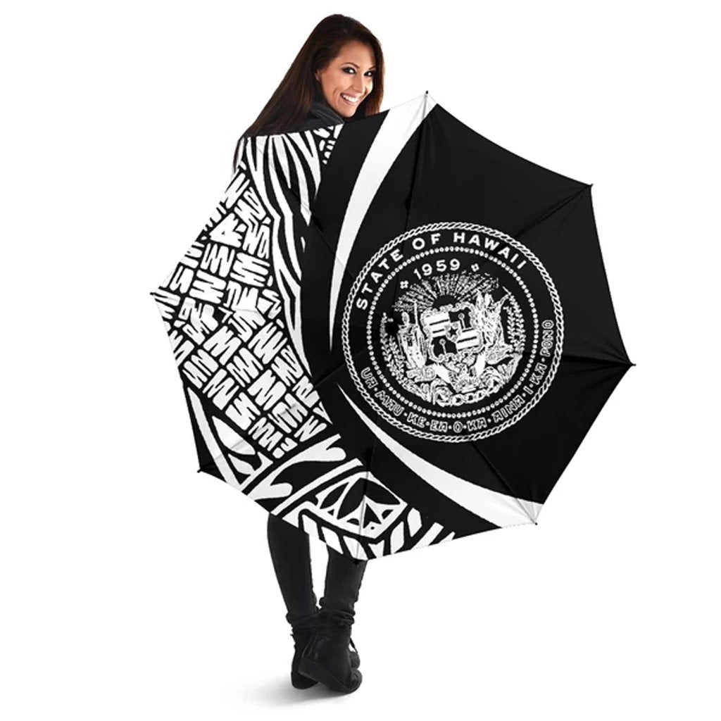 Seal Of Hawaii Umbrella White - Circle Style Umbrella One Size White - Polynesian Pride