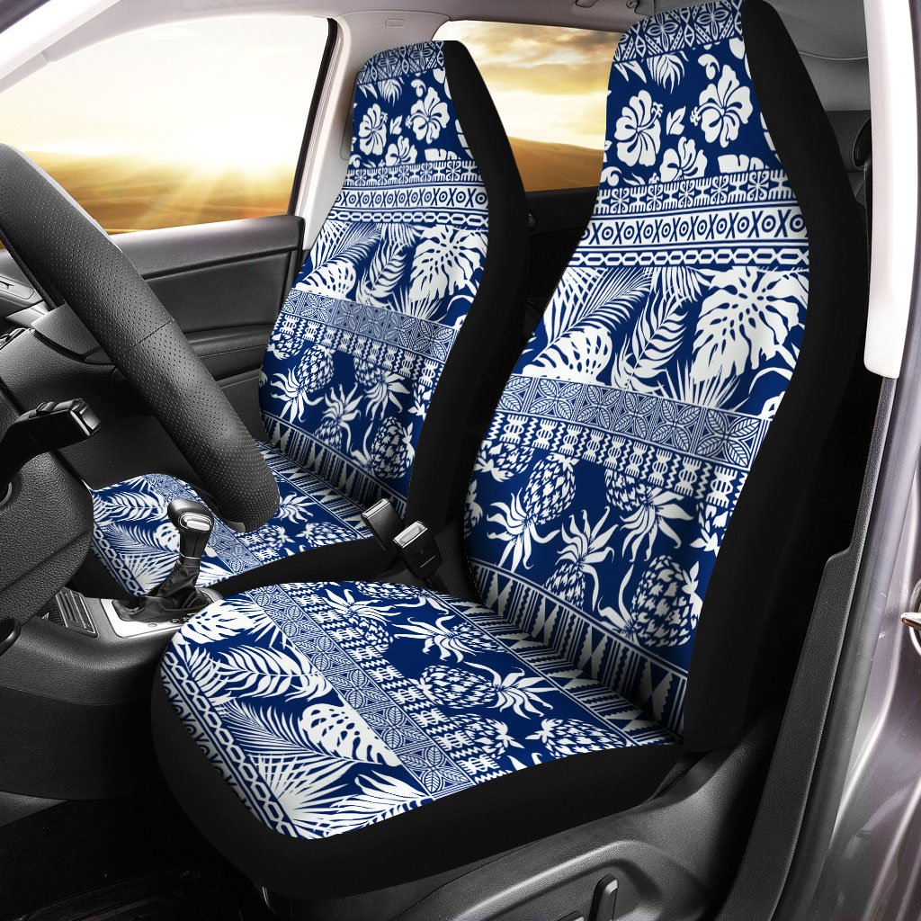 Polynesian Car Seat Cover - Hibiscus Tropical Leaves Pattern Universal Fit Vintage - Polynesian Pride