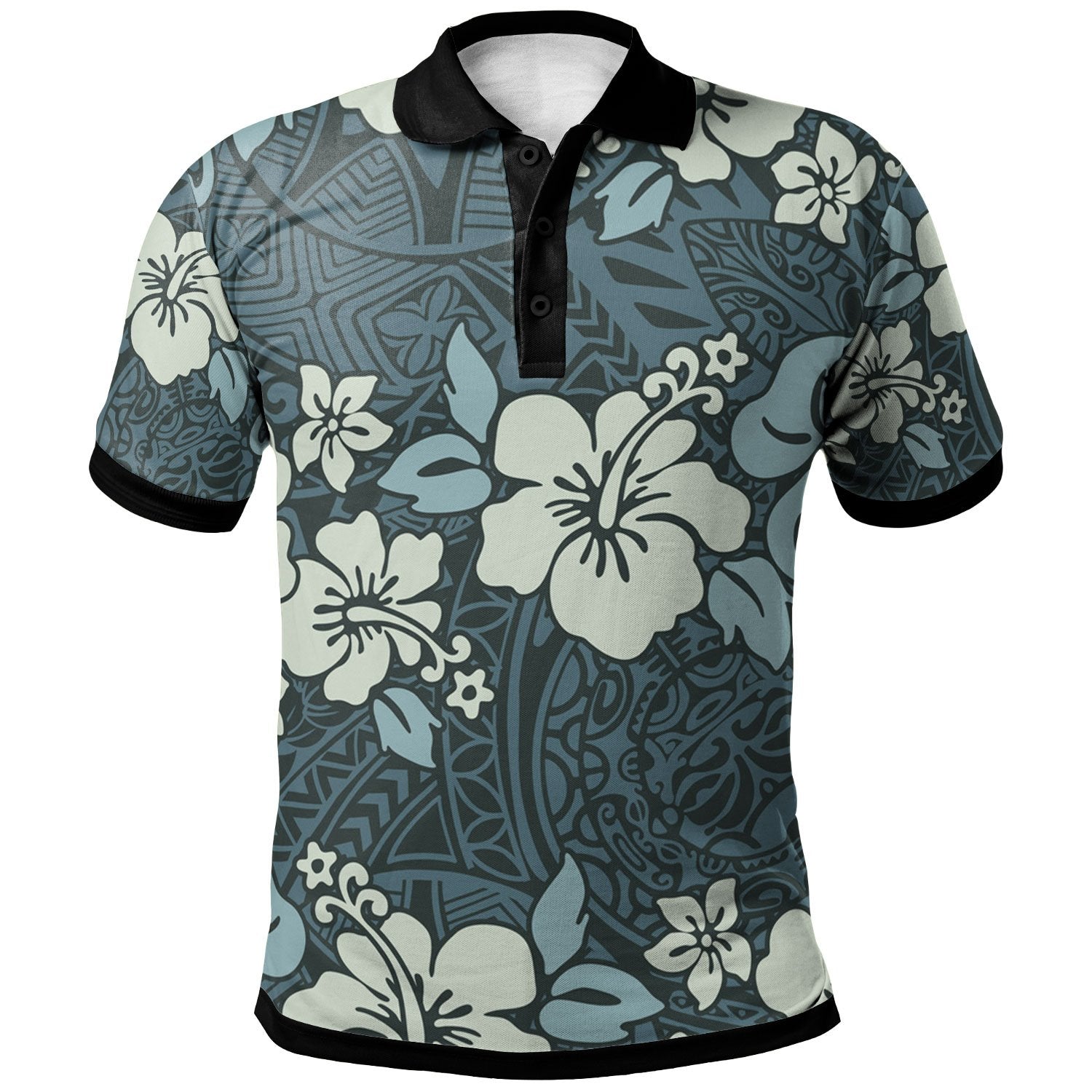 Polynesian Polo Shirt Abstract Hibiscus Flowers With Vintage Background Unisex Vintage Color - Polynesian Pride