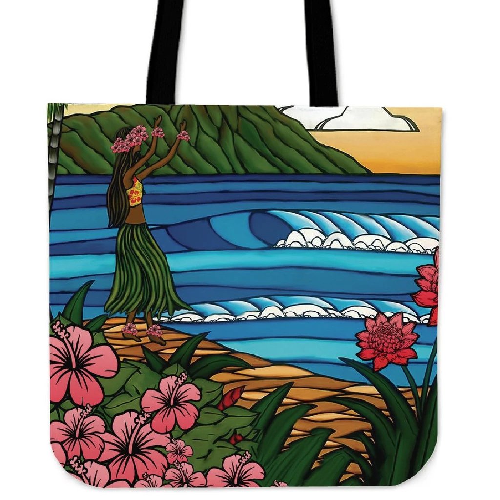 Hula Girl Dance Picture Tote Bag Tote Bag One Size Black - Polynesian Pride