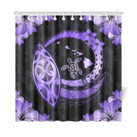 Hawaii Hibiscus Map Hidden Polynesian Violet Turtle Shower Curtain - Polynesian Pride