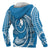 Yap Micronesia All Over Zip up Hoodie Blue Tribal Wave - Polynesian Pride