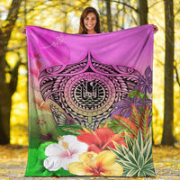 Tahiti Premium Blanket - Manta Ray Tropical Flowers - Polynesian Pride