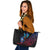 Guam Leather Tote - KingFisher Bird With Map Black - Polynesian Pride