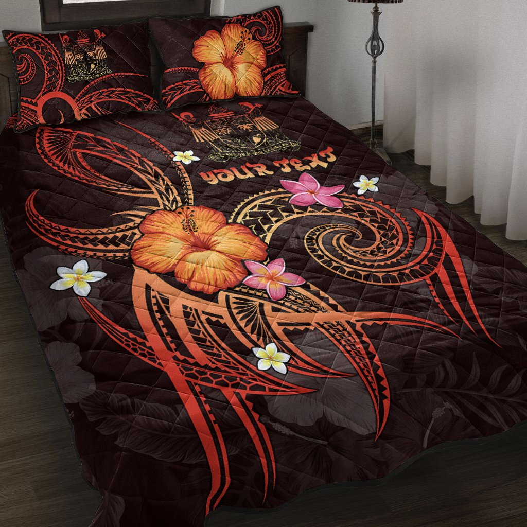Fiji Polynesian Personalised Quilt Bed Set - Legend of Fiji (Red) Black - Polynesian Pride