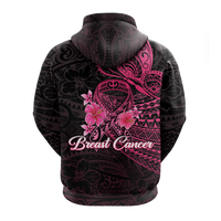 Breast Cancer Pink Ribbon Butterfly Polynesian Black Version Hoodie LT12 - Polynesian Pride