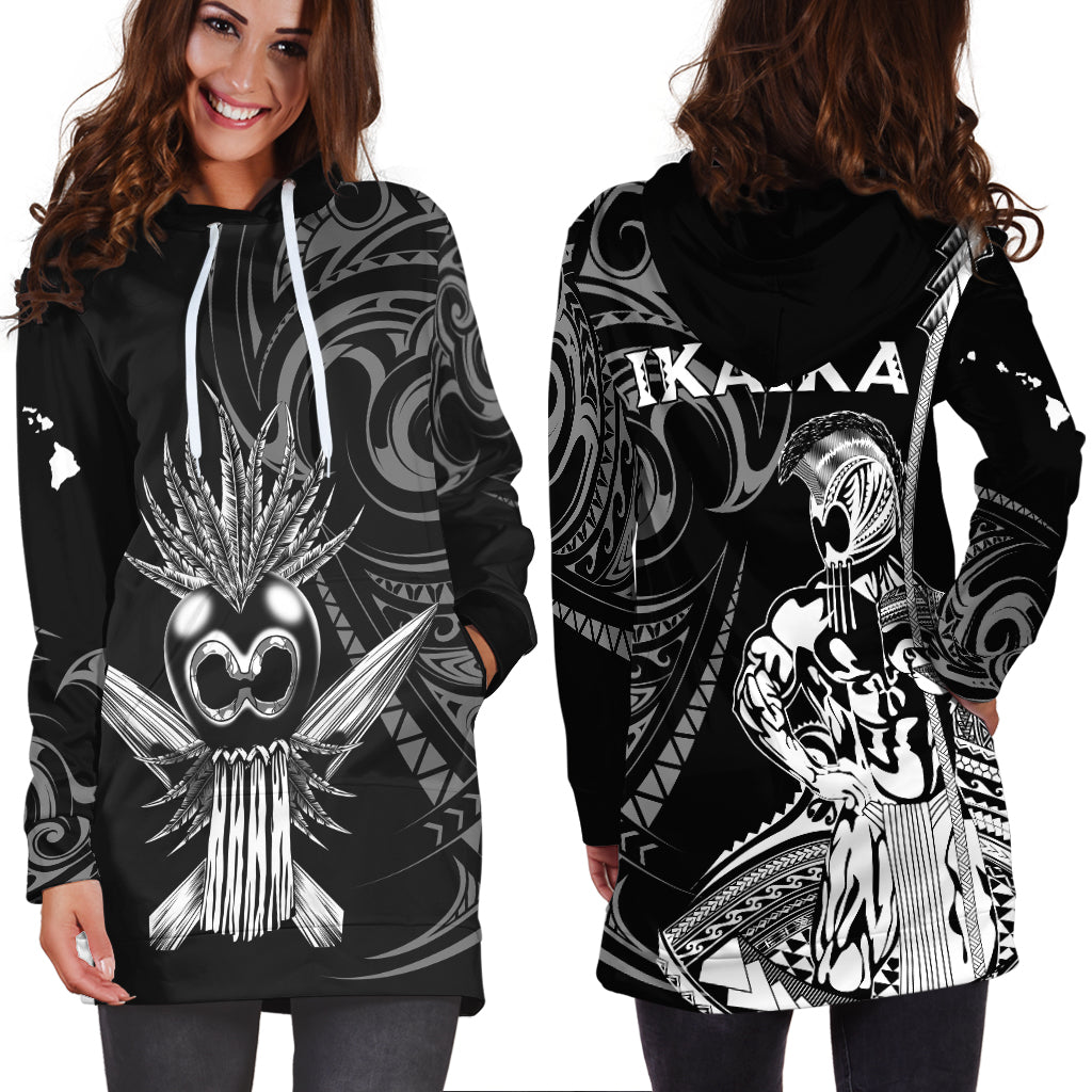Hawaii Ikaika Warrior Hoodie Dress - LT2 BLACK - Polynesian Pride