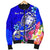 Fiji Custom Personalised Men's Bomber Jacket - Turtle Plumeria (Blue) - Polynesian Pride