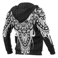 Polynesian All Over Zip up Hoodie Tattoo Tiki White - Polynesian Pride