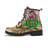Scottish Leather Boots - Thistle Flowers Celtic Knot Vintage Style - Polynesian Pride