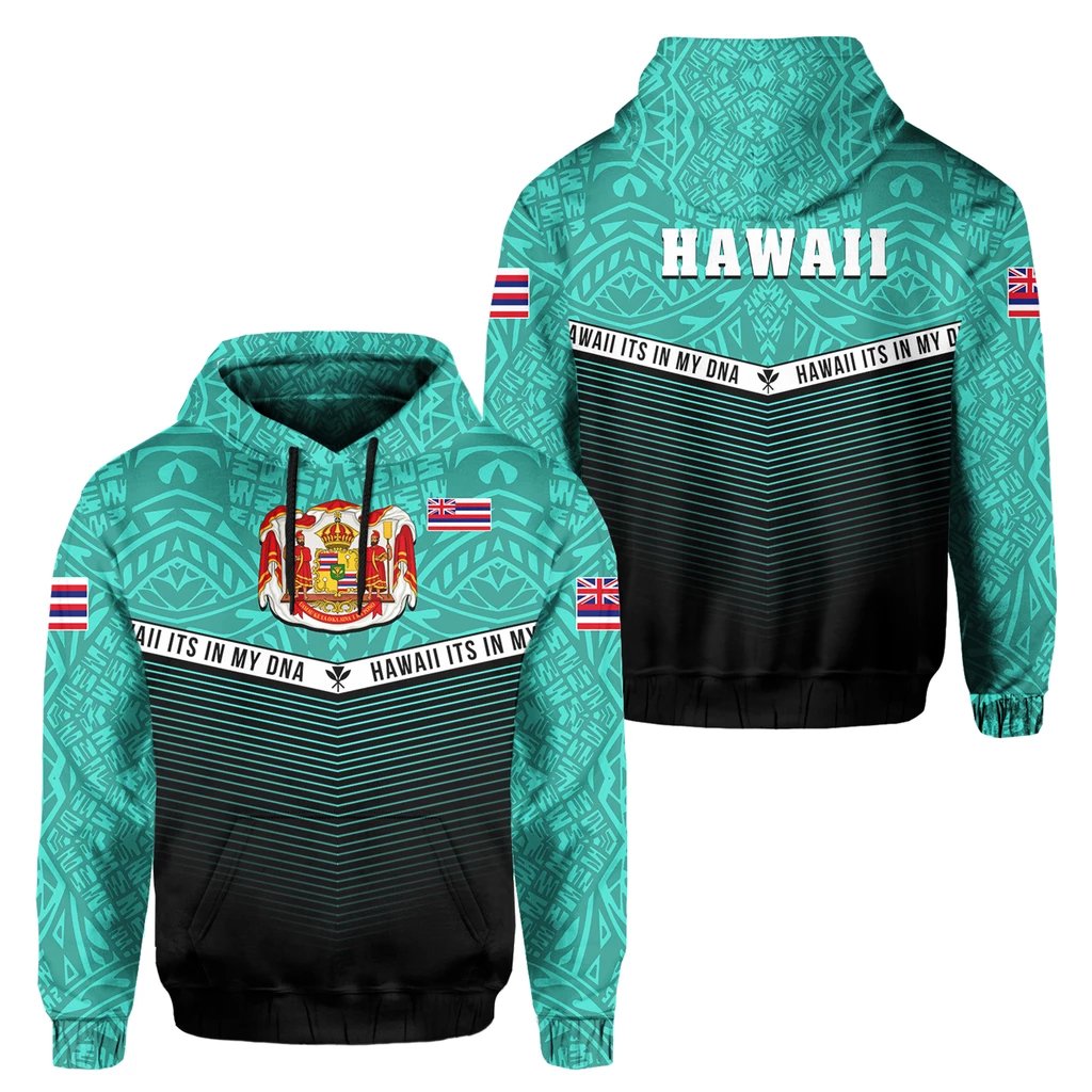 Hawaii Polynesian Hoodie Turquoise Mix Style Unisex Turquoise - Polynesian Pride