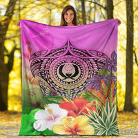 Pohnpei Polynesian Premium Blanket - Manta Ray Tropical Flowers - Polynesian Pride