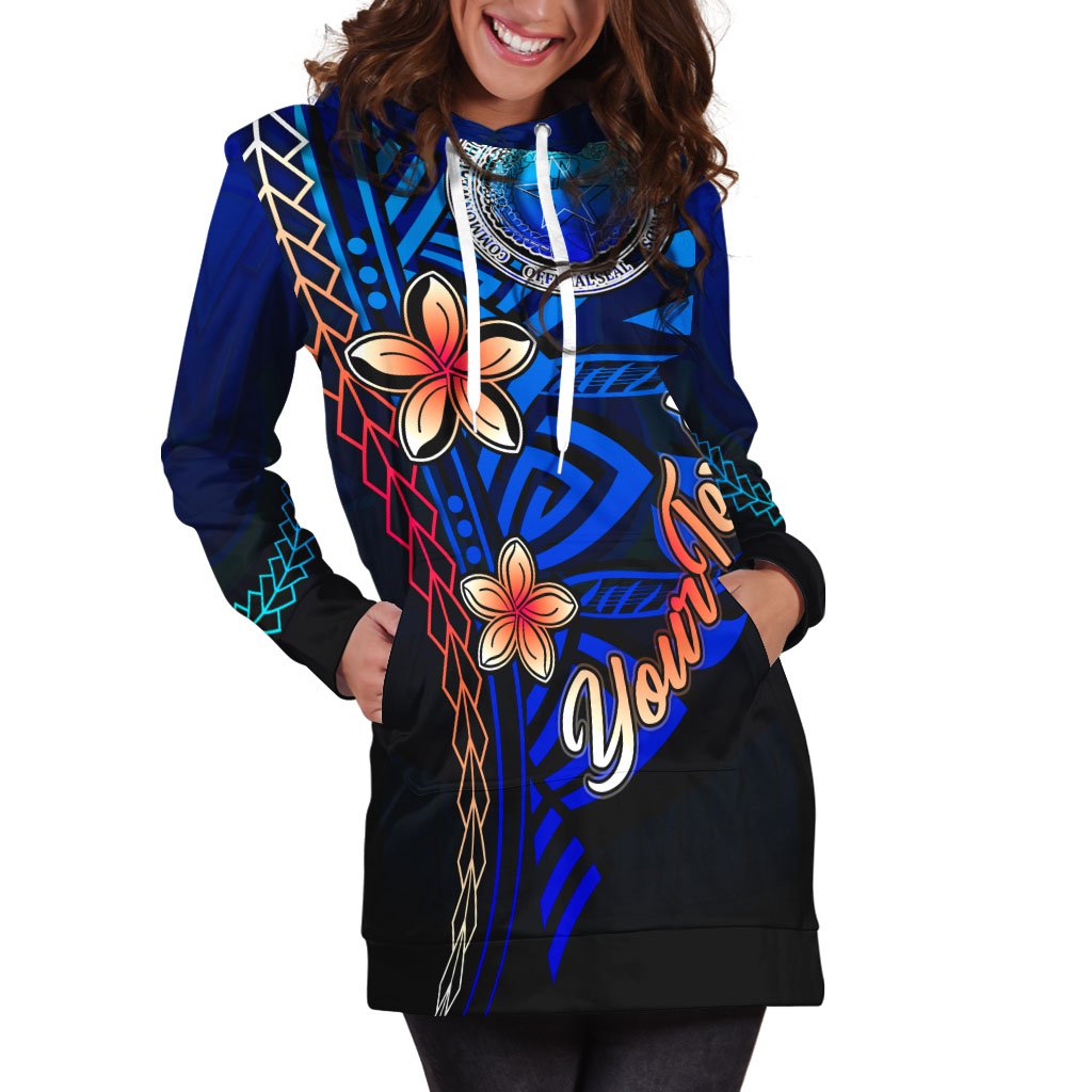 Northern Mariana Islands Custom Personalised Hoodie Dress - Vintage Tribal Mountain - Polynesian Pride