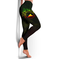 Tokelau Polynesian Women's Legging - Reggae Turtle Hibiscus Flower Frame Vintage - Polynesian Pride