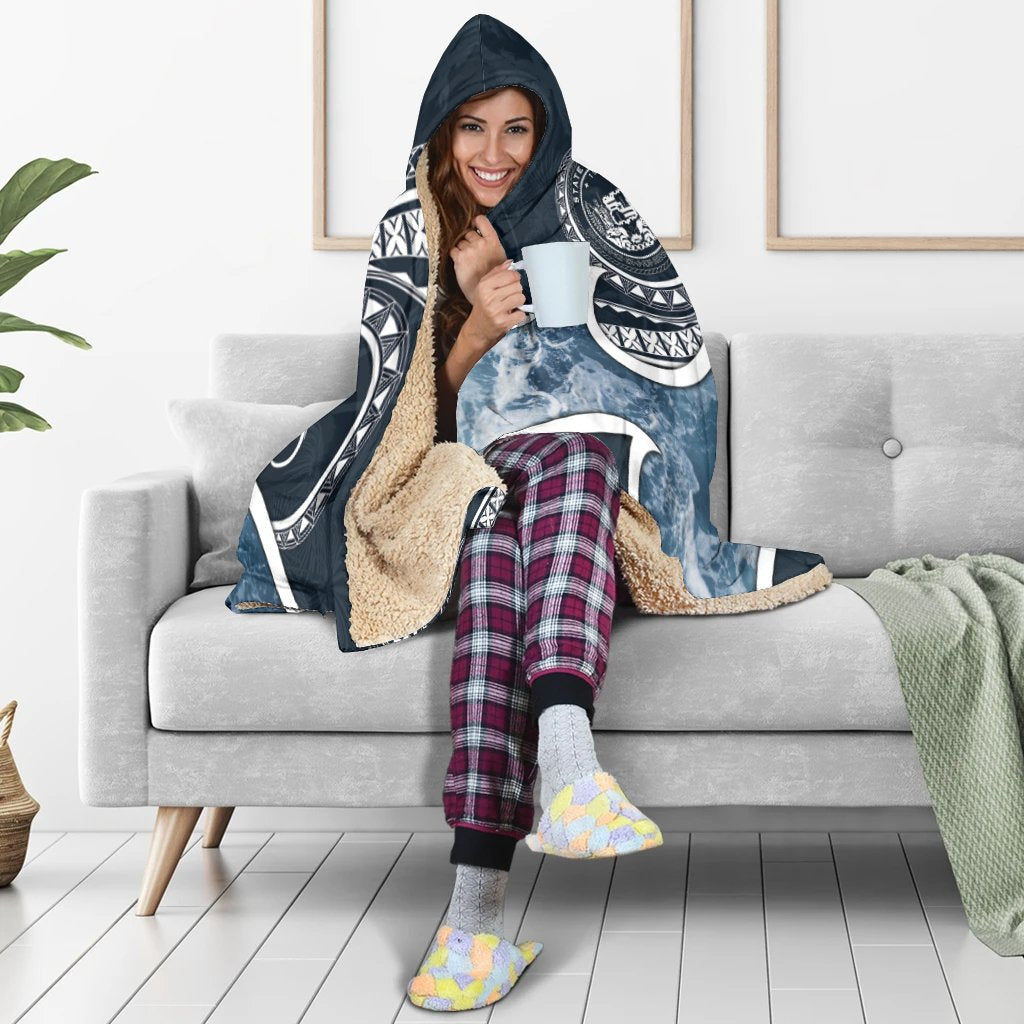 Polynesian Hawaii Hooded Blanket - Ocean Style (Coat of Arms) - Polynesian Pride