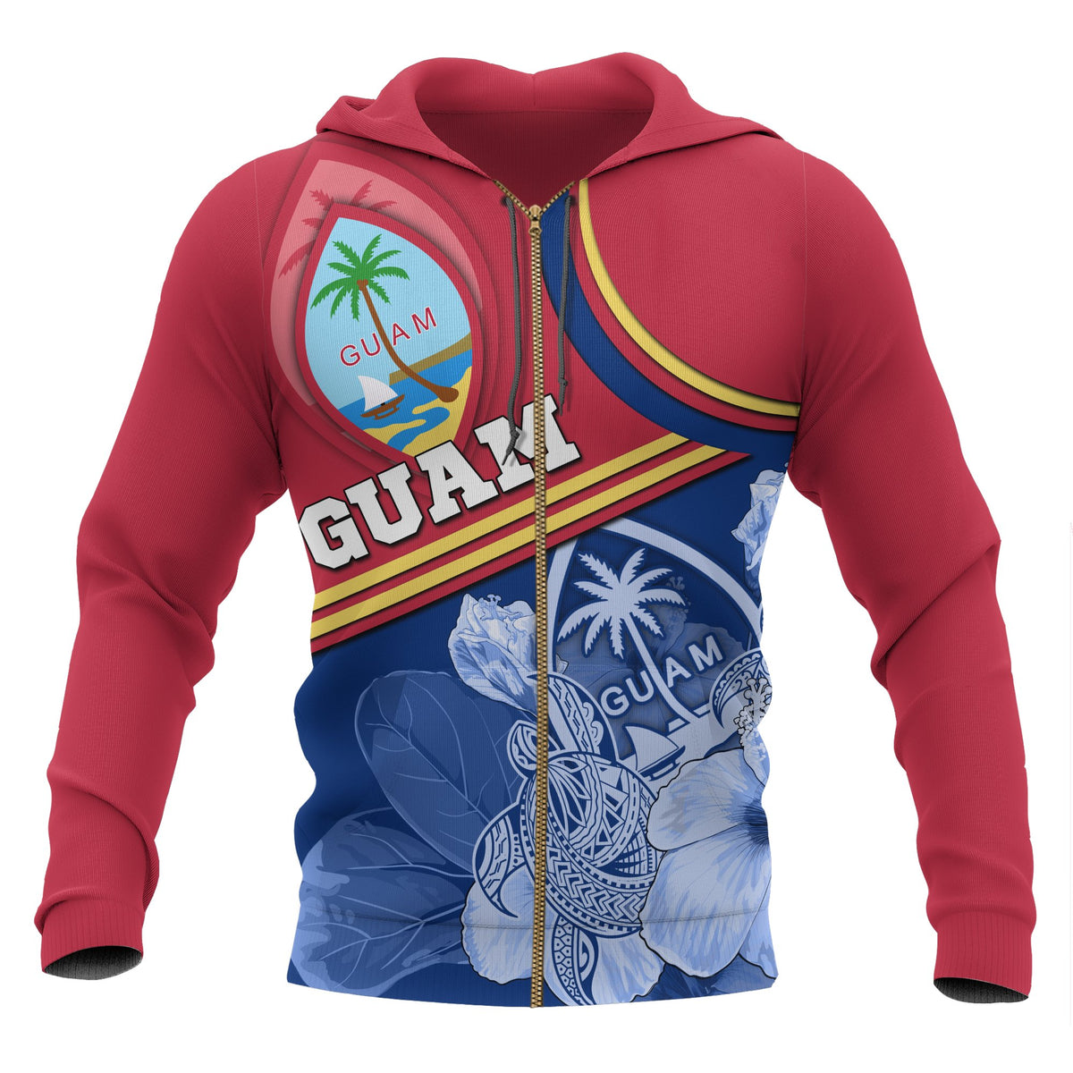 Guam Polynesian Zip up Hoodie Land of the Chamorros Unisex Blue - Polynesian Pride