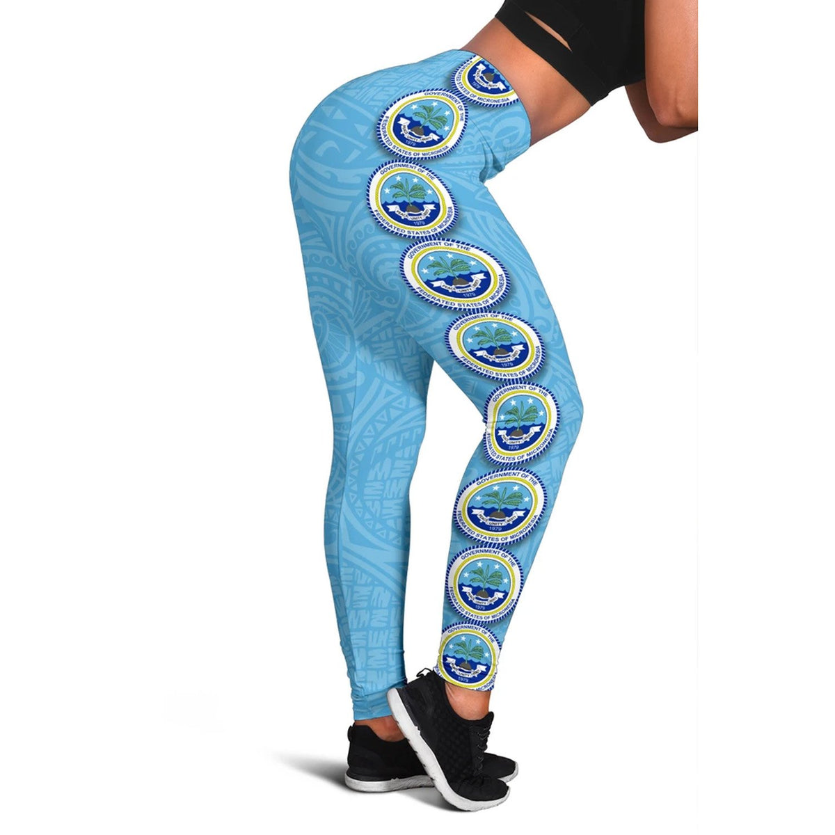 Federated States Of Micronesian Legging - Coat Of Arm Linked Style - Polynesian Pride