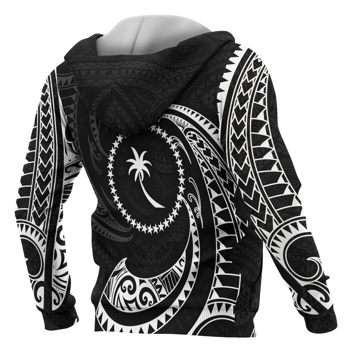 Chuuk Micronesia Hoodie White Tribal Wave - Polynesian Pride