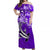(Custom Personalised) Hawaii Off Shoulder Long Dress Polynesia Purple Sea Turtle Honu and Hammerhead Shark LT13 Women Purple - Polynesian Pride