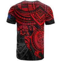 Guam T Shirt Guam Flag Polynesian Red Turtle Hibiscus - Polynesian Pride