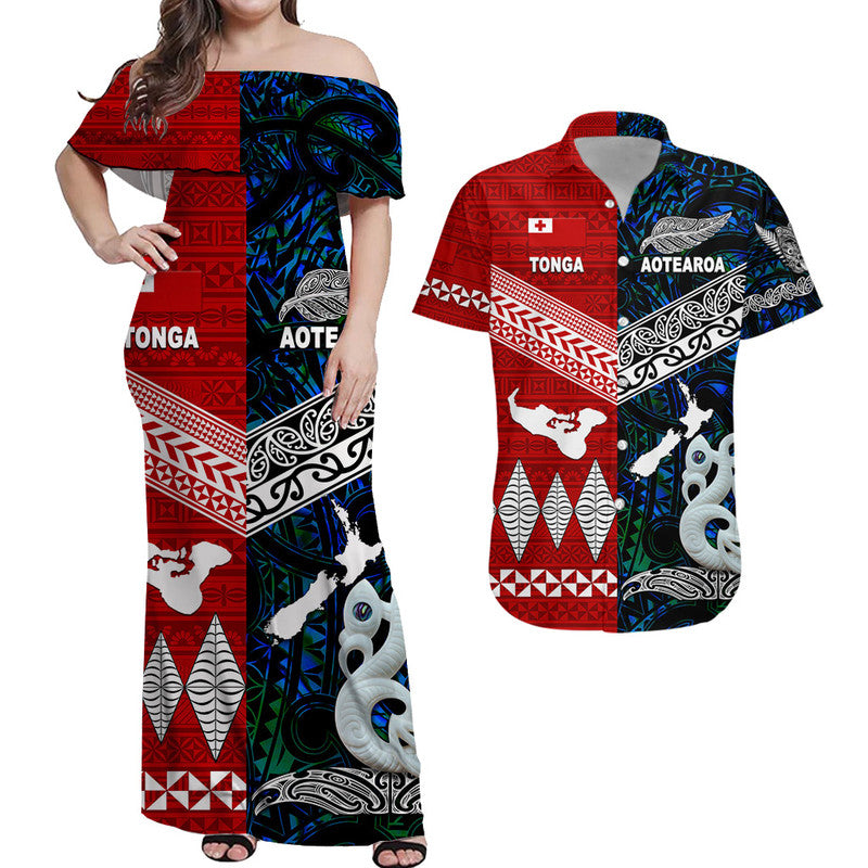 Polynesian Matching Hawaiian Shirt and Dress New Zealand Tonga Together Blue LT8 Blue - Polynesian Pride