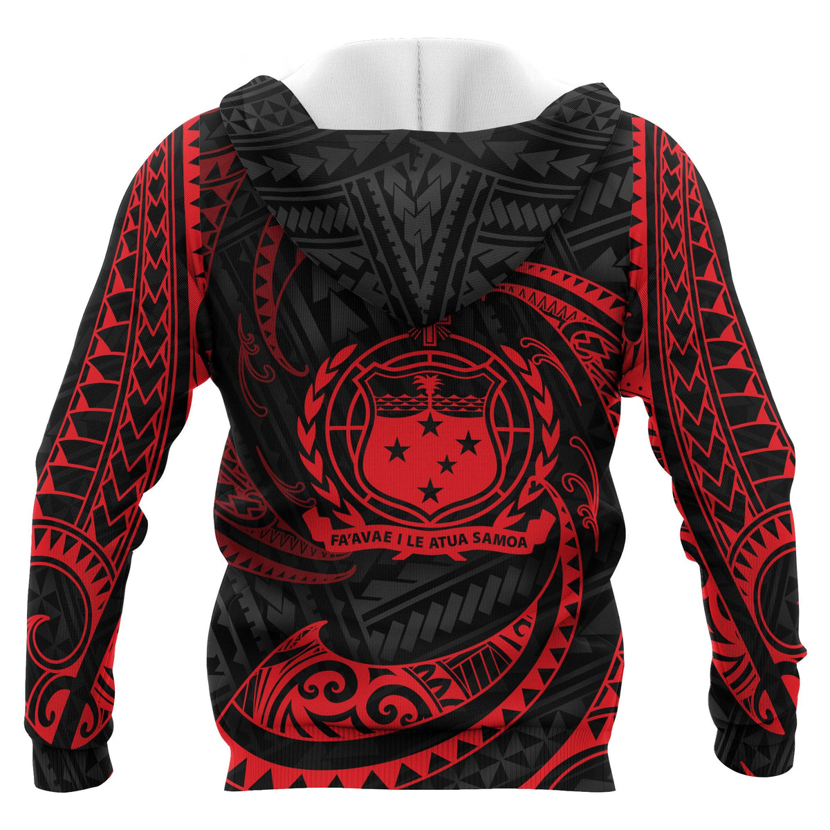 Samoa Polynesian Custom Hoodie Red Tribal Wave - Polynesian Pride