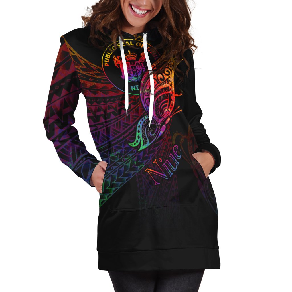 Niue Hoodie Dress - Butterfly Polynesian Style - Polynesian Pride