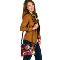Fiji Custom Personalised Shoulder Handbag - Turtle Plumeria (Red) - Polynesian Pride