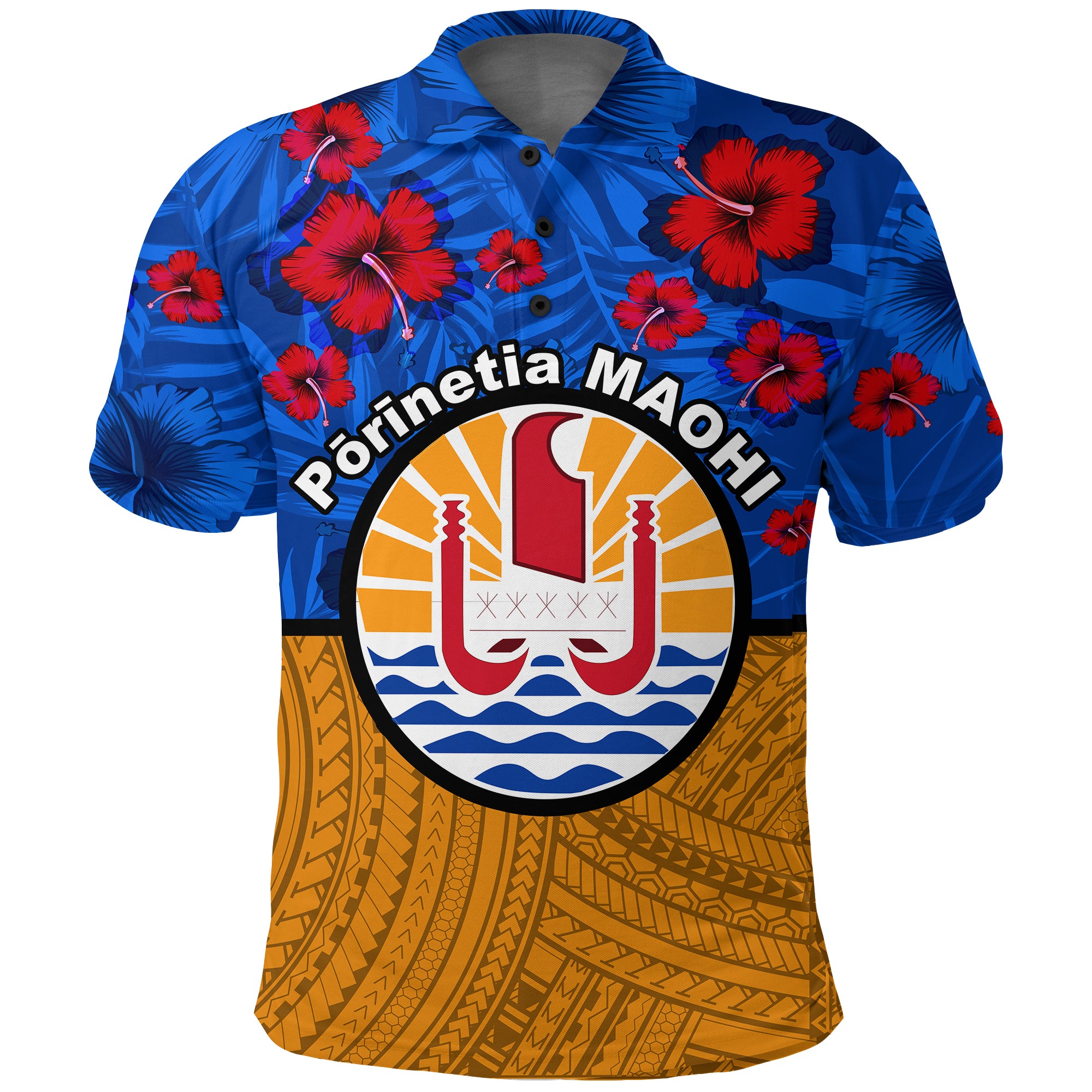 French Polynesian MAOHI Hibiscus Flowers Polo Shirt LT20 Unisex Green - Polynesian Pride