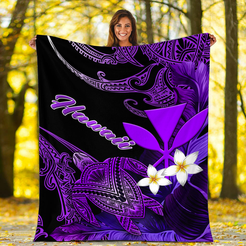 Hawaii Turtle With Plumeria Leaf Purple Blanket - LT12 - Polynesian Pride