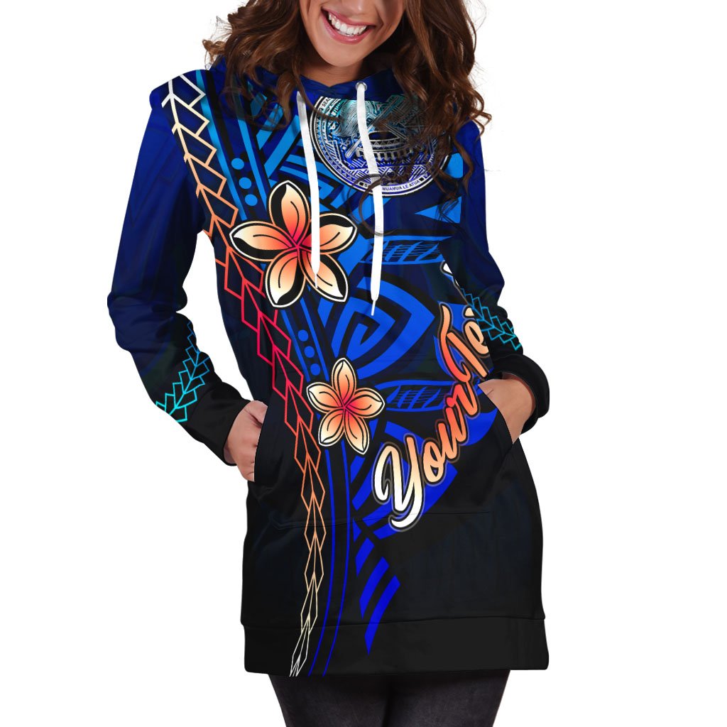 American Samoa Custom Personalised Hoodie Dress - Vintage Tribal Mountain - Polynesian Pride