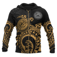 American Samoa Polynesian Zip up Hoodie Polynesian Turtle (Golden) Unisex Golden - Polynesian Pride