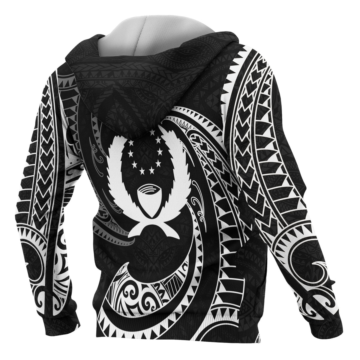 Pohnpei Micronesia Hoodie White Tribal Wave - Polynesian Pride