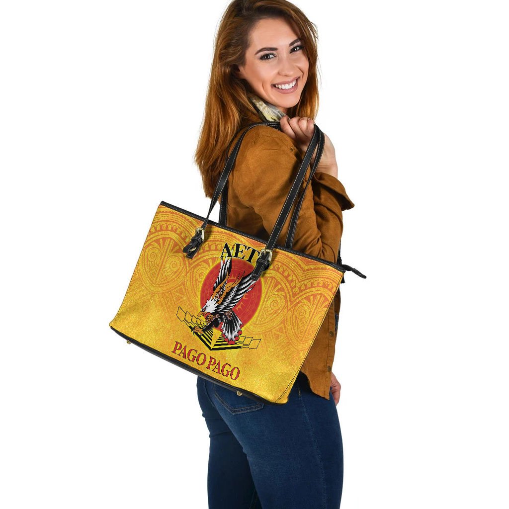 American Samoa Leather Tote - Pago Pago Aeto (Ver 2) - Polynesian Pride