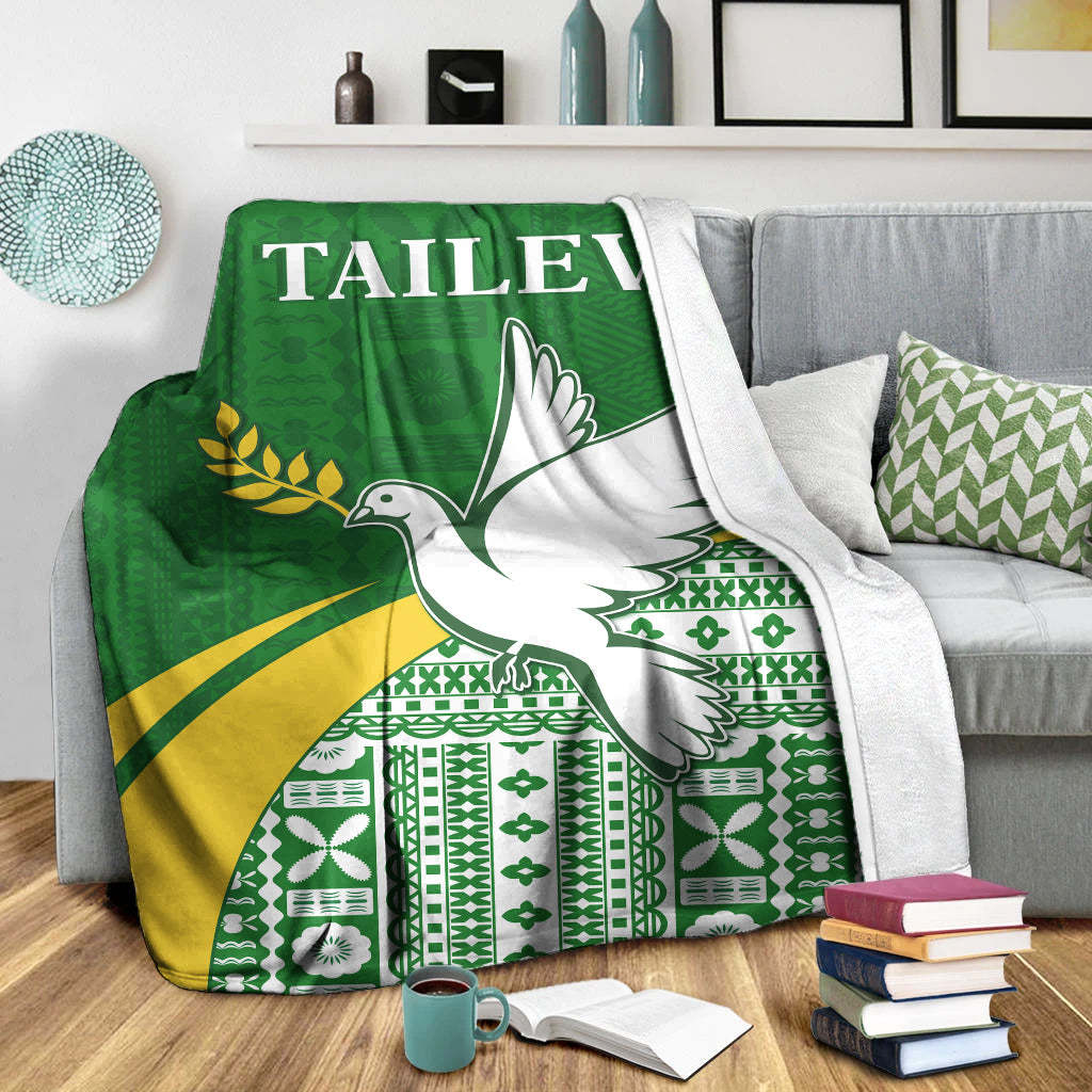 Tailevu Rugby Premium Blanket Fiji Rugby Tapa Pattern Green LT13 - Polynesian Pride