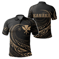 Kanaka Polo Shirt Frida Style Gold Unisex Black - Polynesian Pride