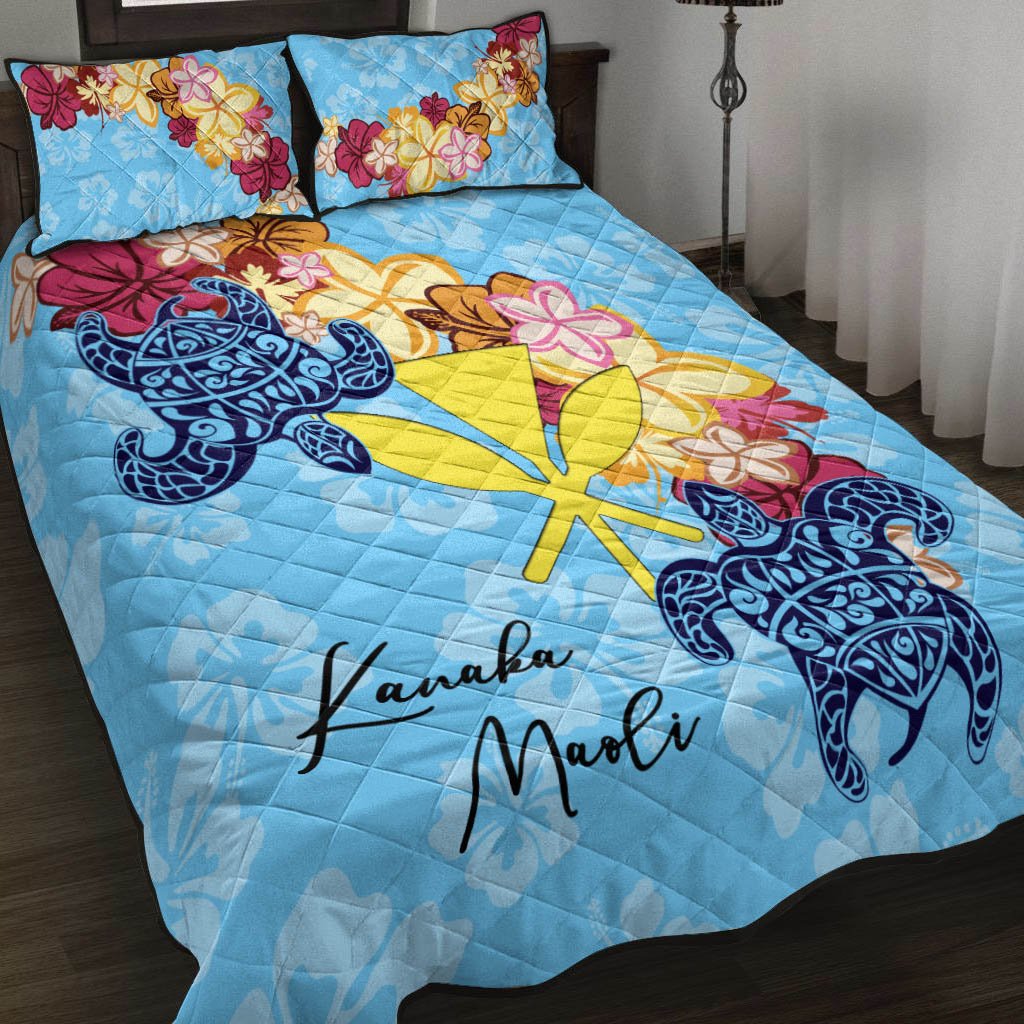 Hawaii Kanaka Maoli Quilt Bed Set - Tropical Style Blue - Polynesian Pride