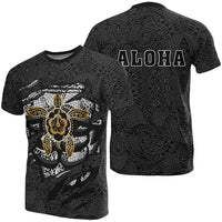 Hibiscus Polynesian Gray Hawaii Turtle T Shirt Unisex Gray - Polynesian Pride