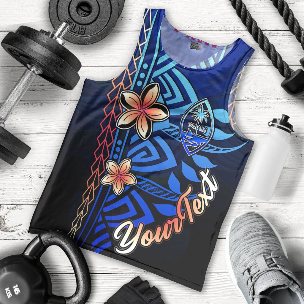 Guam Custom Personalised Men's Tank Top - Vintage Tribal Mountain Blue - Polynesian Pride