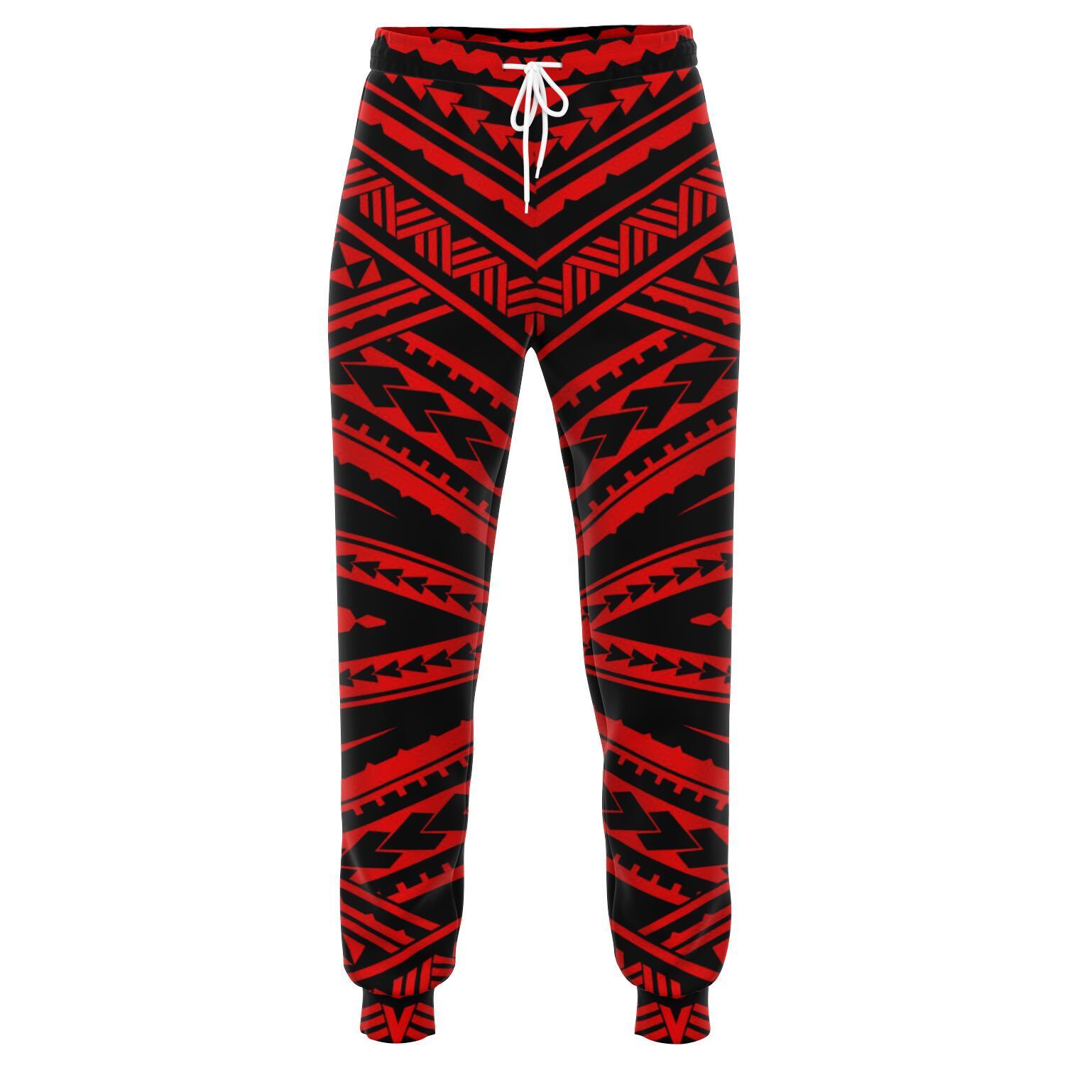 Polynesian Tatau Red Joggers Unisex Red - Polynesian Pride