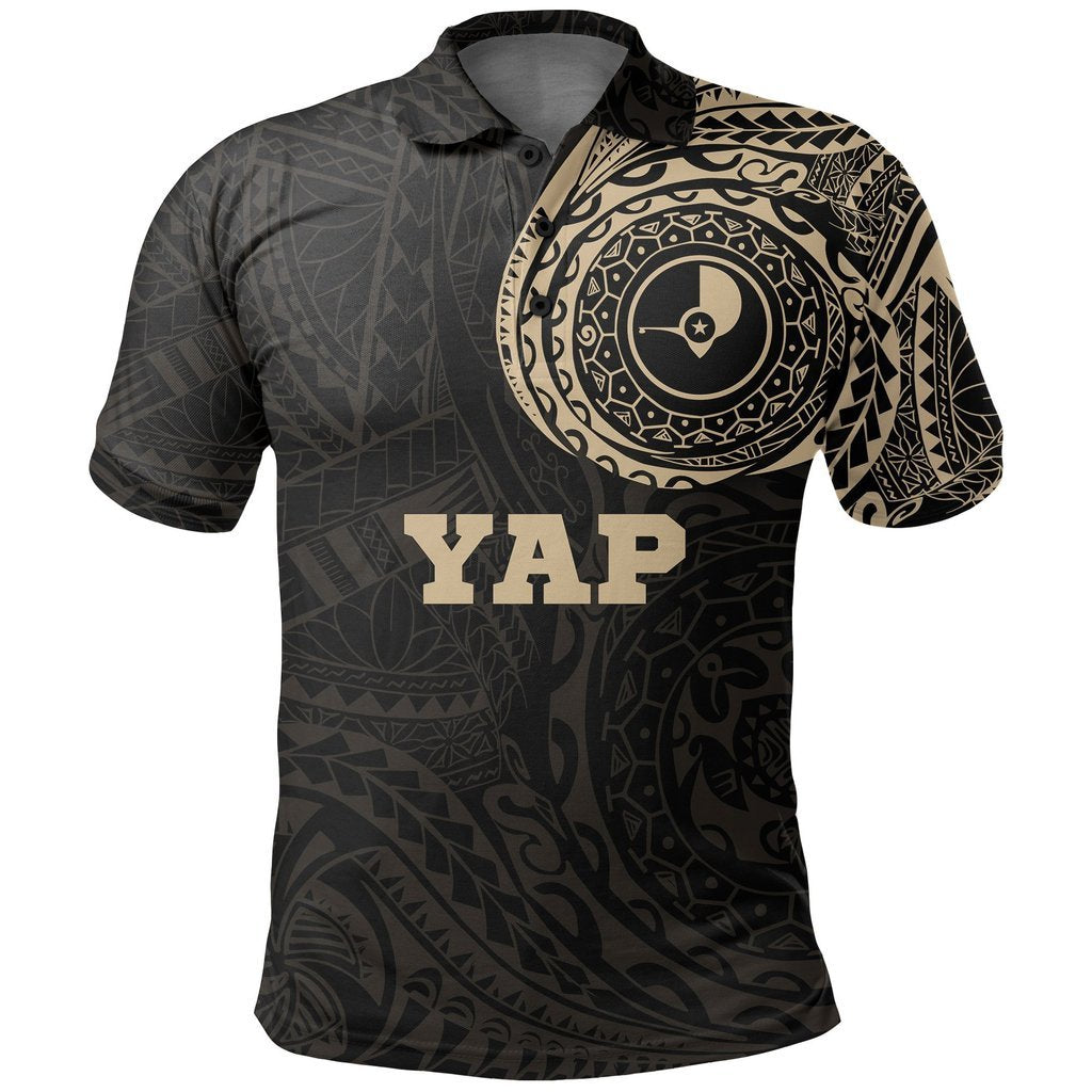 Yap Polo Shirt Yap Flag Polynesian Tattoo Unisex Black - Polynesian Pride