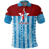 West Papua 60 Years OPM Morning Star with Polynesian Pattern Polo Shirt LT7 Cerulean - Polynesian Pride