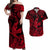 Hawaii Angry Shark Polynesian Matching Dress and Hawaiian Shirt Matching Couples Outfit Unique Style Red LT8 Red - Polynesian Pride