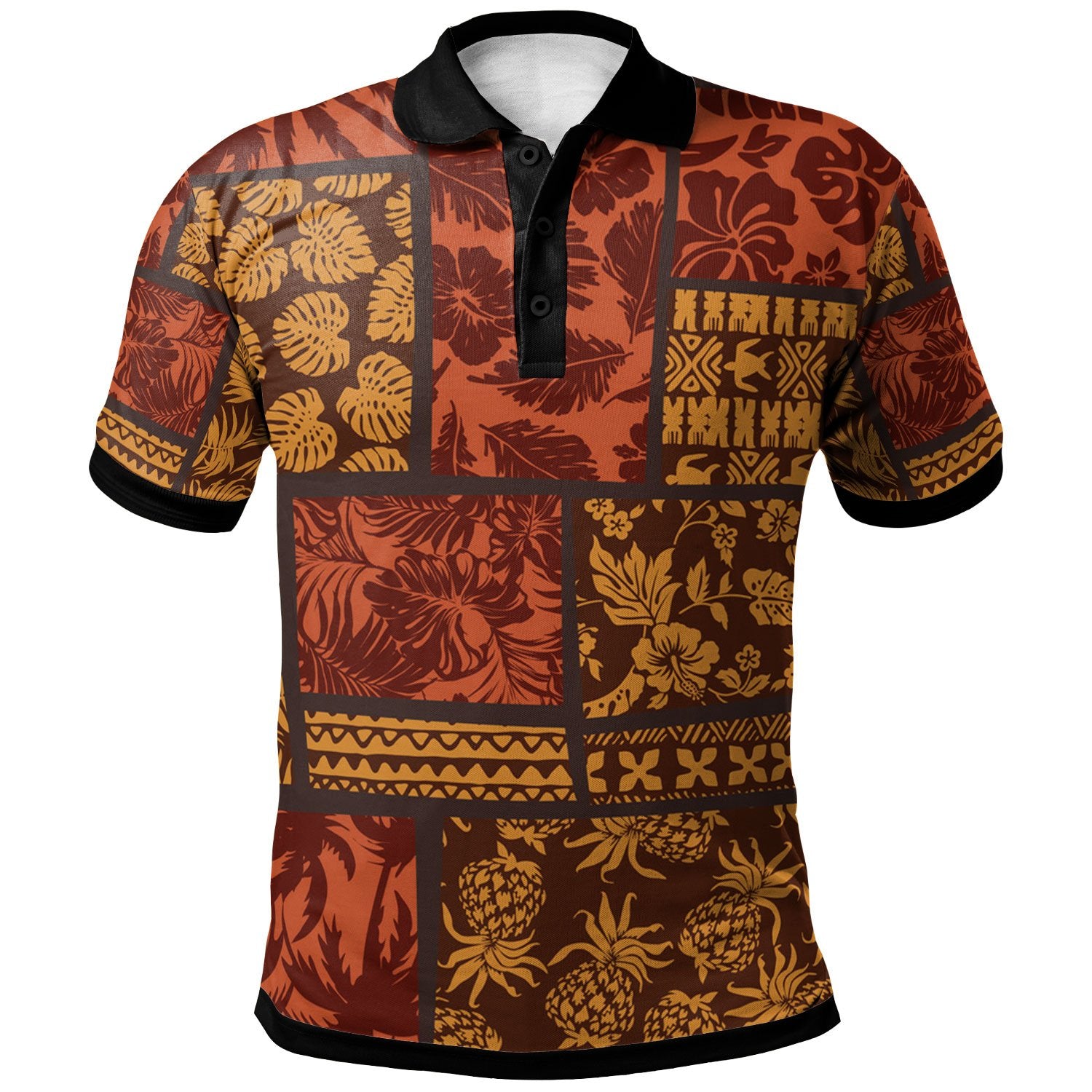 Polynesian Polo Shirt Elements Fabric Patchwork Unisex Vintage Color - Polynesian Pride