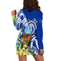 (Custom Personalised) Northern Mariana Islands Hoodie Dress Mariana Fruit Dove Mix Frangipani Flowers Blue LT13 - Polynesian Pride