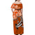 (Custom Personalised) Hawaii Off Shoulder Long Dress Polynesia Orange Sea Turtle Honu and Hammerhead Shark LT13 - Polynesian Pride